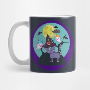 Cute Halloween Black Cat Under The Moon Mug